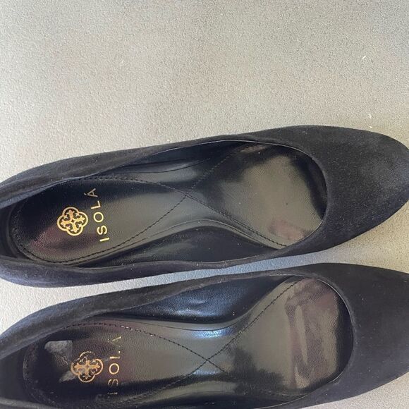 Isola Black Suede Chunky Heel Pumps Size 7.5 - Picture 9 of 11